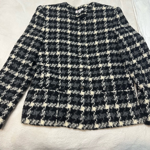 SOLD OUT Talbots Grey/Black/Ivory Wool Blend Boucle lady jacket - Picture 1 of 7